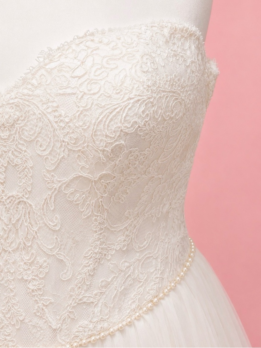 Allure Couture Strapless Lace Ball Gown Wedding Dress in Ivory - Picture 8 of 12